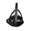 Shots head harness with mouth guard and integrated ball gag in black