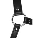 Shots head harness with mouth guard and integrated ball gag in black