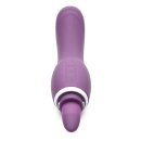 XR Brands Lickgasm vibrator with leak + suction function purple