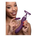 XR Brands Lickgasm vibrator with leak + suction function purple