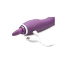 XR Brands Lickgasm vibrator with leak + suction function purple