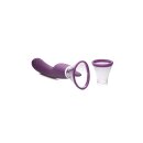 XR Brands Lickgasm vibrator with leak + suction function purple