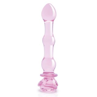 Glaze Glass Rosebud Beaded Dildo - 20 cm