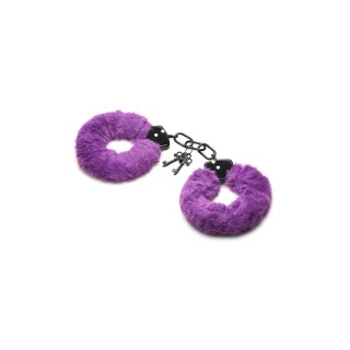 XR Brands faux fur handcuffs purple