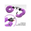 XR Brands faux fur handcuffs purple