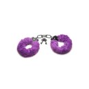 XR Brands faux fur handcuffs purple