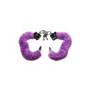 XR Brands faux fur handcuffs purple