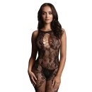 Criss Cross Neck Bodystocking - Black One Size - Queen Size