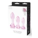 Dream Toys Rose Glass Anal Plugs Training Set pink