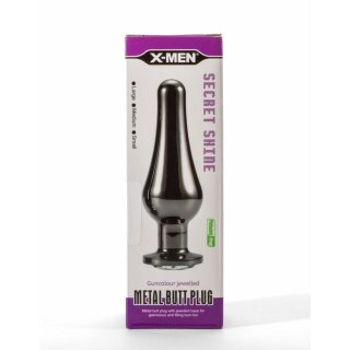 X-MEN Secret Shine Metall Analplug S Kristall Schwarz