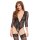 Leg Avenue High Cut Lace And Net Teddy Black O/S