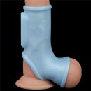 Lovetoy vibrating penis sheath with testicle cuff blue