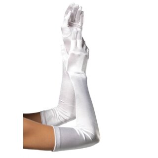 Leg Avenue  Extra Long Satin Gloves, white, O/S