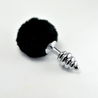 Lovetoy Spiral Pompom Metal Plug Black