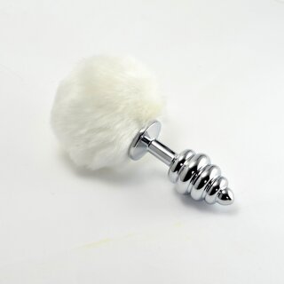 Lovetoy Spiral Pompom Metal Plug White