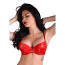 Demi bra with floral lace Red - 80C