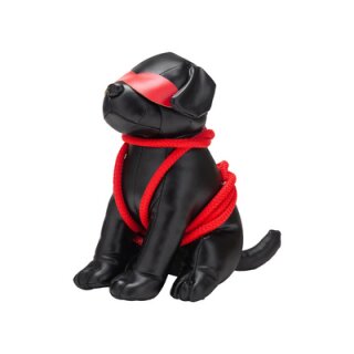 Prowler Roped Up Rover leather dog with red bondage rope and black eye mask