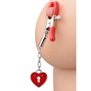 XR Brands Charmed Heart Padlock Nipple Clamps