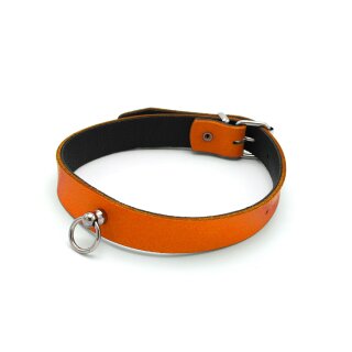 Kiotos Leather Collar Mini O-Ring Orange