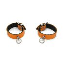 Kiotos Leather Handcuffs Mini O-Ring Orange