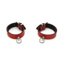 Kiotos Leather Handcuffs Mini O-Ring Red