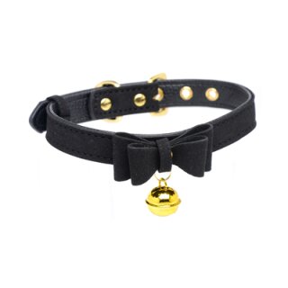 XR Brands Golden Kitty Cat Bell Collar Black/Gold