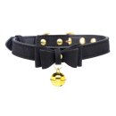 XR Brands Golden Kitty Cat Bell Collar Black/Gold