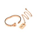 XR Brands Cuffed Locking Bracelet and Key Necklace - Rose Gold