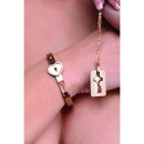 XR Brands Cuffed Locking Bracelet and Key Necklace - Rose Gold