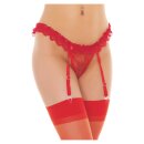 Amorable by Rimba Suspender Belt with Stockings One Size Red