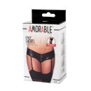 Amorable Pants with Zipper, Suspenders and Stockings Black S-M