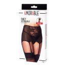 Amorable Garter Belt with G-String and Stockings Black L-XL