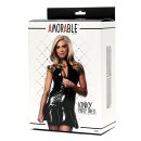Amorable Party Dress in Latex Look Black L