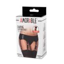 Amorable Wetlook Garter Belt with Panties and Stockings Black One Size