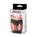Amorable Garter Belt with Thong and Stockings Black One Size