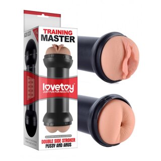 LoveToy Training Master Double Side Stroker Pussy + Anus - Nude