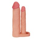 LoveToy Pleasure X Tender Double Penis Sleeve + 2" / 5 cm Nude