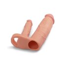 LoveToy Pleasure X Tender Double Penis Sleeve + 2" / 5 cm Nude