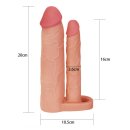 LoveToy Pleasure X Tender Double Penis Sleeve + 2" / 5 cm Nude