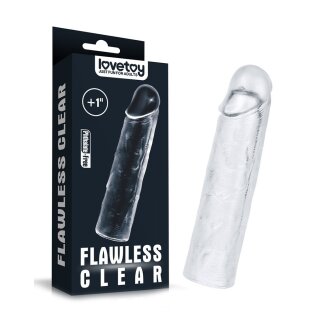 LoveToy Flawless Clear Penis Sleeve + 1" / 2.5 cm Transparant
