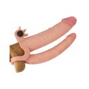 LoveToy Pleasure X Tender Vibrating Double Penis Sleeve + 2" /  5 cm Nude