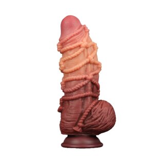 LoveToy - Extreme Dildo with Rope Pattern 24 cm - Brown & Nude