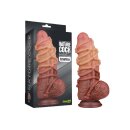 LoveToy - Extreme Dildo with Rope Pattern 24 cm - Brown & Nude