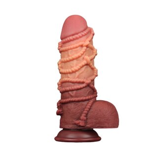 LoveToy - Extreme Dildo with Rope Pattern 24 cm - Brown & Nude