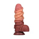 LoveToy - Extreme Dildo with Rope Pattern 24 cm - Brown...
