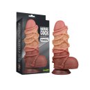 LoveToy - Extreme Dildo with Rope Pattern 24 cm - Brown & Nude