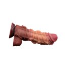 LoveToy - Extreme Dildo with Rope Pattern 26.5 cm - Brown & Nude