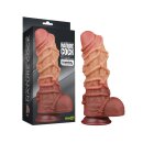 LoveToy - Extreme Dildo with Rope Pattern 26.5 cm - Brown & Nude