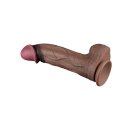 LoveToy Dual Layered Silicone Dildo XXL 33 cm (Ø5.5 cm) Brown