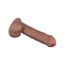 LoveToy - Dual Layered Silicone Dildo 20.5 cm (Ø 4 cm) - Brown